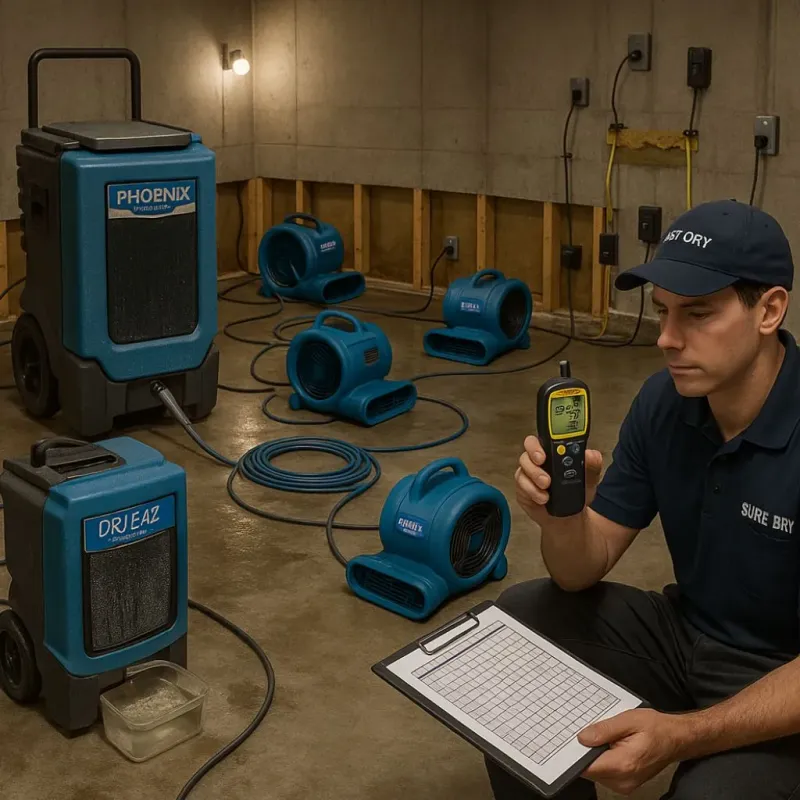 Structural Drying and Dehumidification process in Columbus, KS
